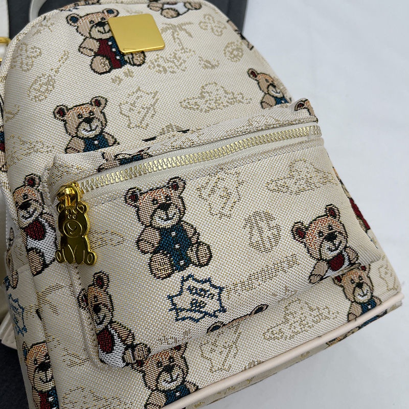 Ba Lô Da Họa Tiết Gấu Hoạt Hình Dễ Thương Cho Nữ