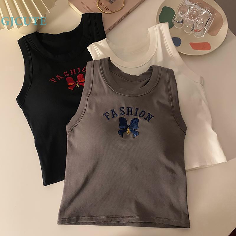 Áo Hai Dây Cổ Tròn Thêu Chữ Thời Trang Mùa Hè Dành Cho Nữ