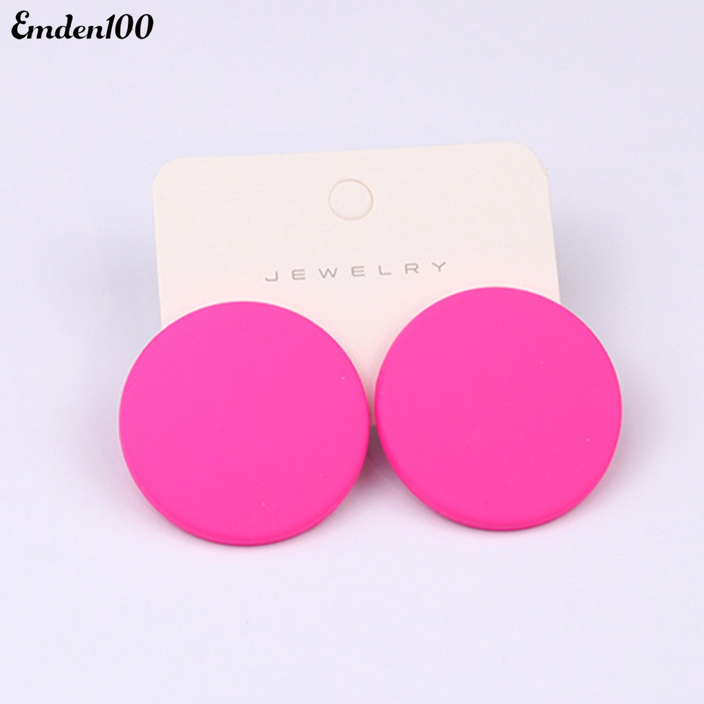 1 Đôi Bông Tai Tròn Lớn Màu Kẹo Thời Trang Nữ Tính