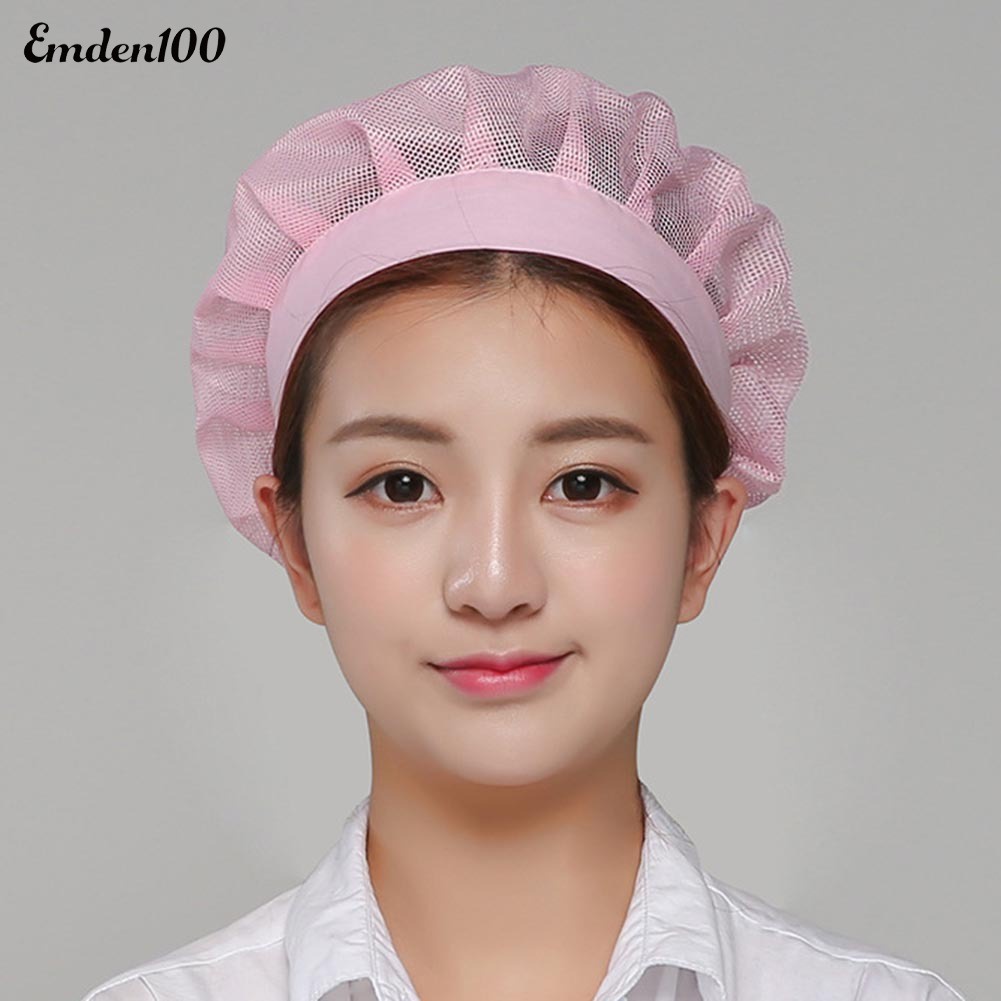 [EMDEN] Mũ Đầu Bếp Nhà Máy Unisex Phối Lưới Thoáng Khí Có Thể Điều Chỉnh