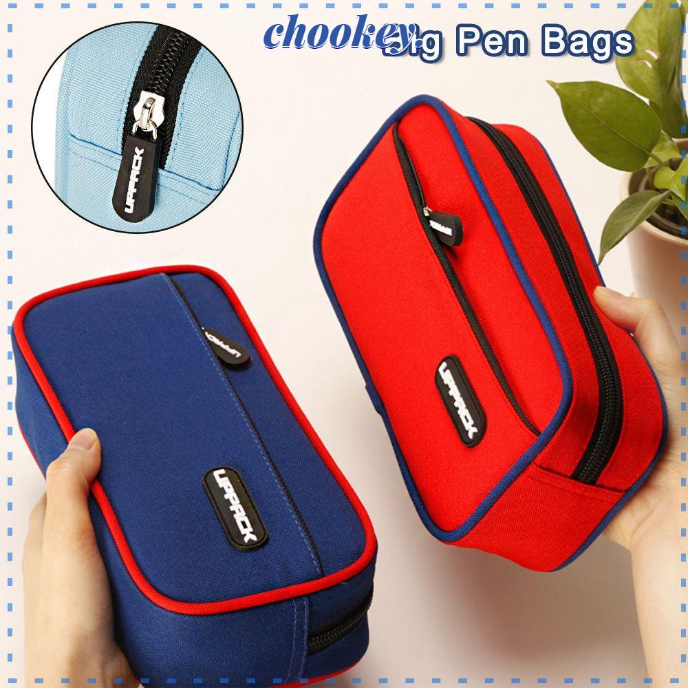 CHOOKEY Túi Đựng Bút Bằng Vải Canvas Hai Lớp Sức Chứa Lớn
