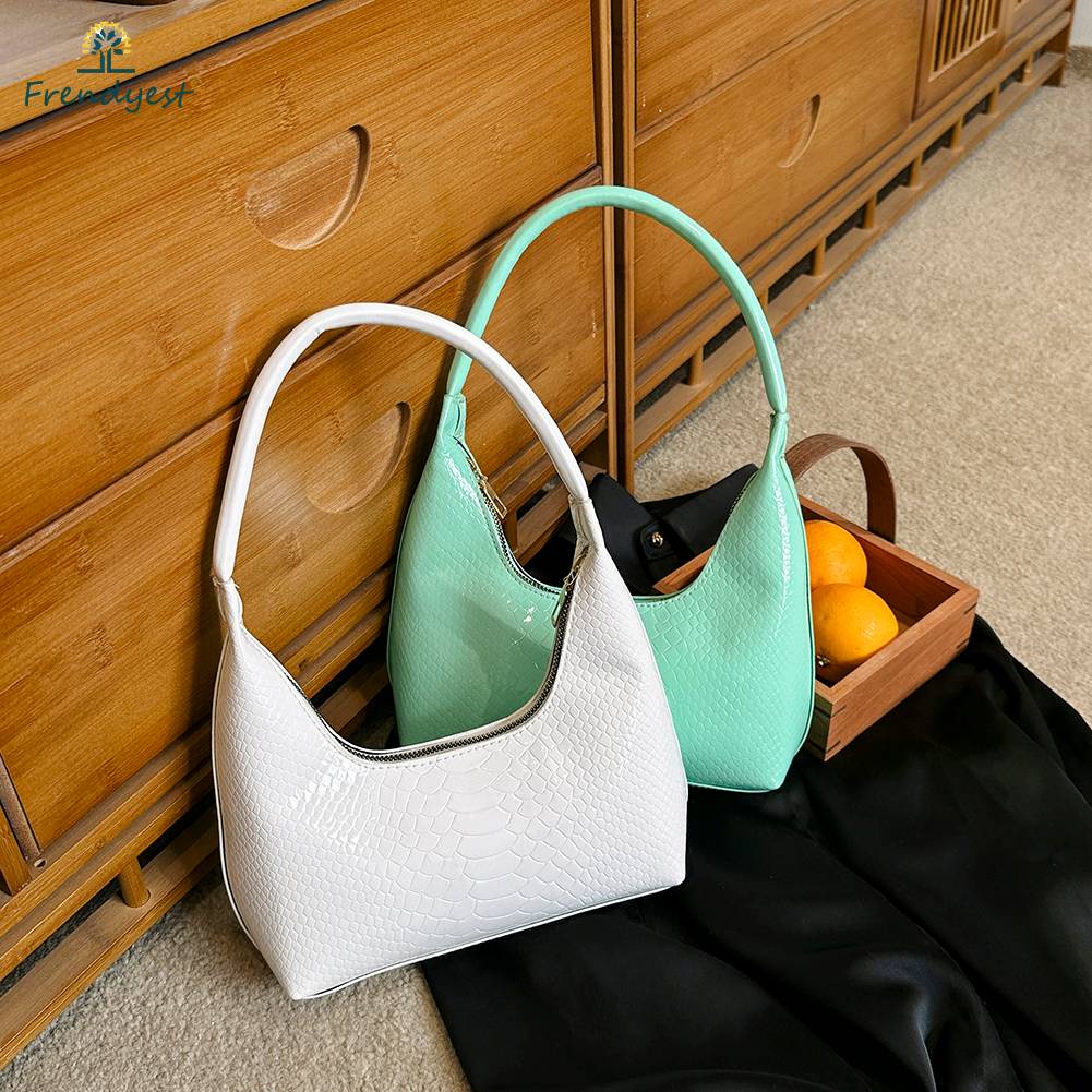 Túi Đeo Vai Bằng Da PU Họa Tiết Da Rắn Thoáng Khí Có Khóa Kéo