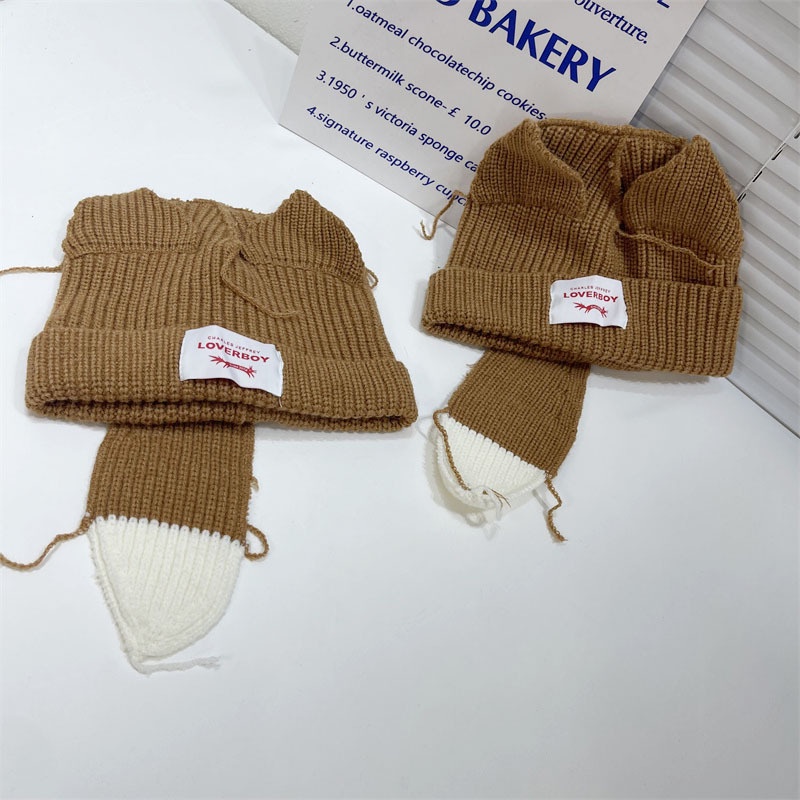 Mũ Len Hai Lớp Thiết Kế Tai Mèo / Heo Dễ Thương Phong Cách Hip hop Thời Trang