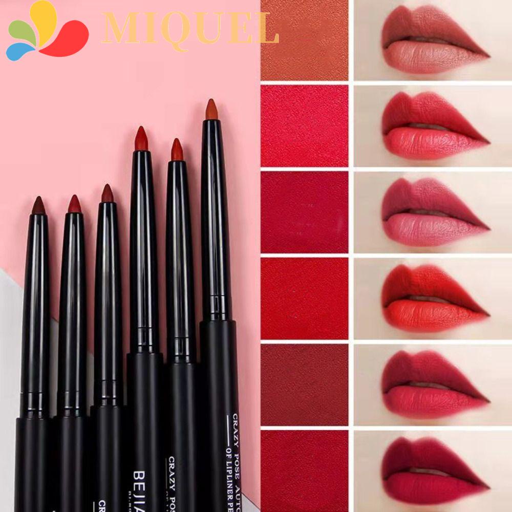 MIQUEL Chì Kẻ Viền Môi Nhung Lì Dạng Xoay Tự Động Không Thấm Nước 6 Màu Tùy Chọn