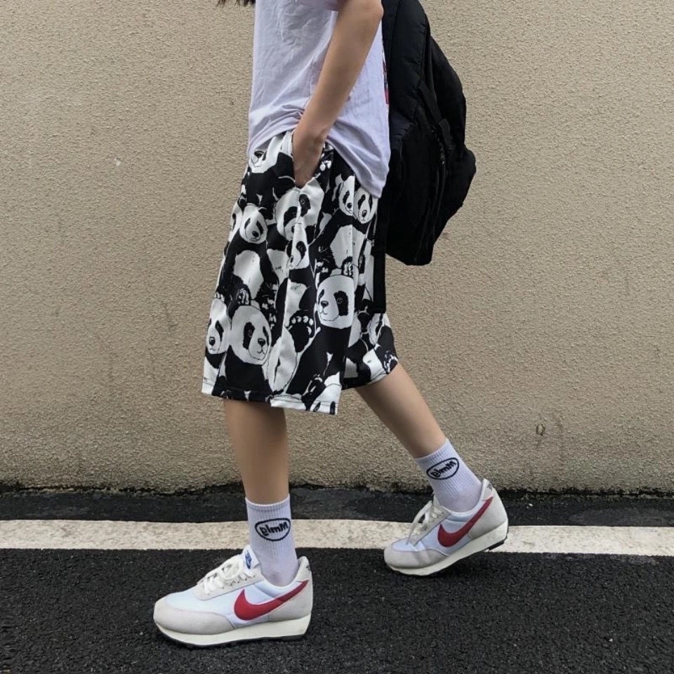 Quần Short Thể Thao Đi Biển Dáng Rộng Cỡ Lớn 150kg In Hình Gấu Trúc Thời Trang Mùa Hè Cho Nam Và Nữ