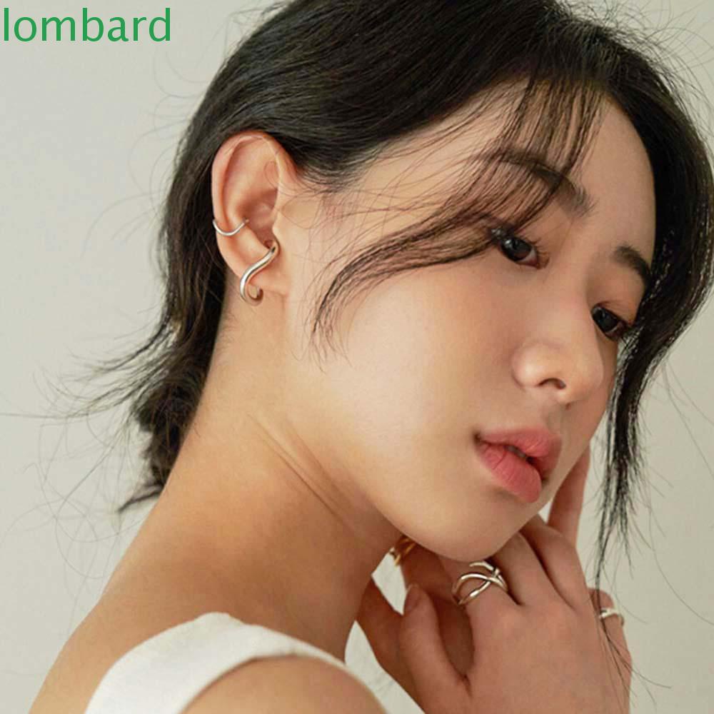 LOMBARD Khuyên Kẹp Vành Tai Kim Loại Đơn Giản Thời Trang Dành Cho Nữ