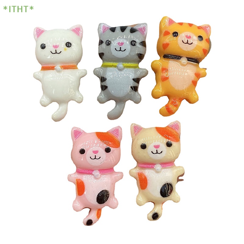 Set 10 Tượng Mèo Hoạt Hình Mini Bằng Resin Resin DIY Mới