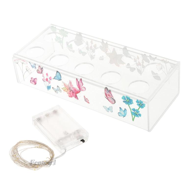 Lọ Hoa Hình Chữ Nhật Bằng Acrylic Trong Suốt Kèm Giá Đỡ 10 Lỗ Dùng Trang Trí Văn Phòng