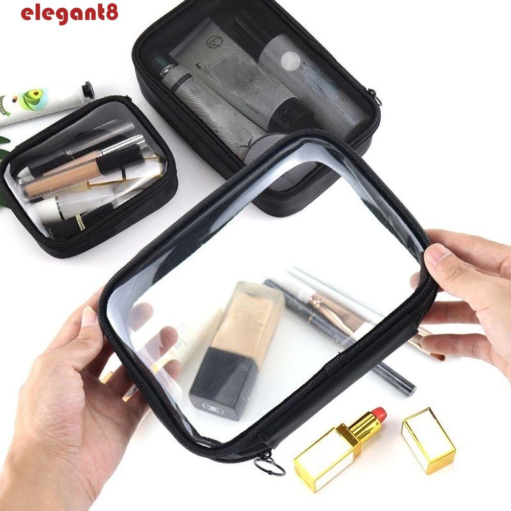 ELEGANT Túi Đựng Mỹ Phẩm TPU Trong Suốt Có Khóa Kéo Tiện Dụng Cho Nữ
