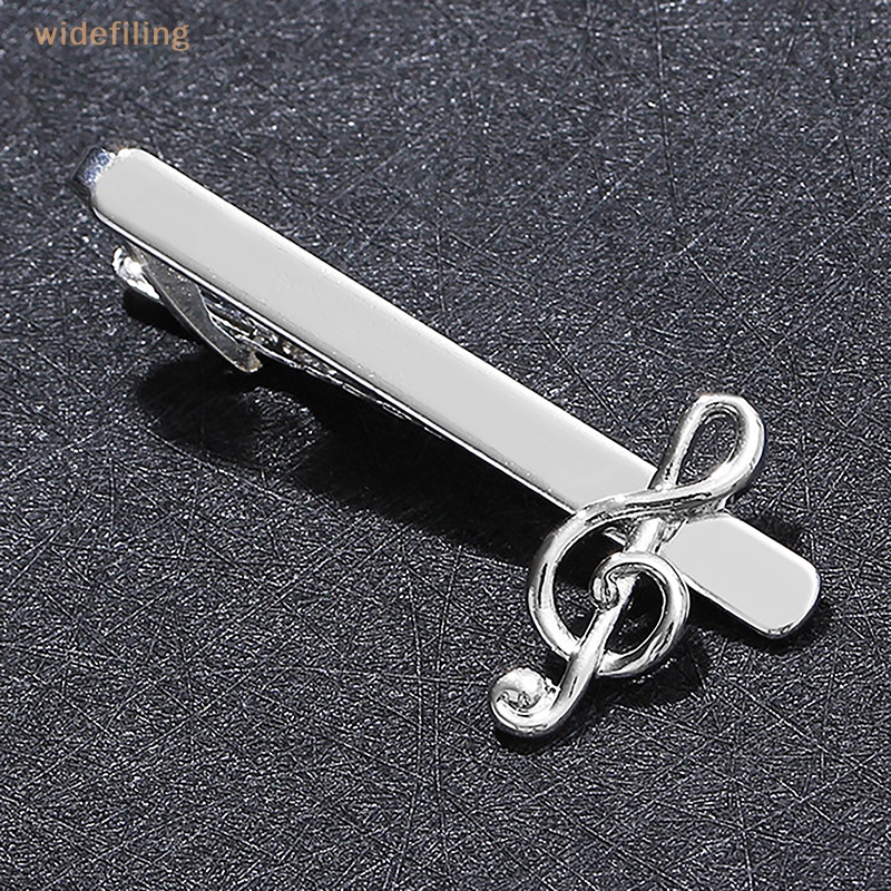 Kẹp Cà Vạt Bản Rộng Bằng Hợp Kim Màu Bạc Hình Nốt Nhạc Thời Trang Cho Nam