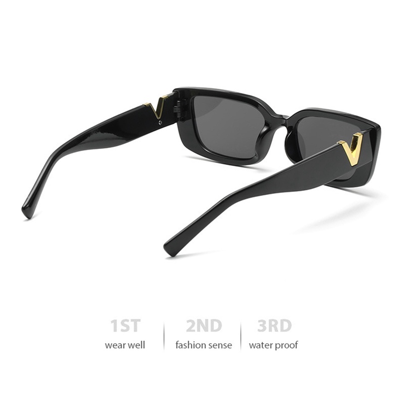 Kính Mát Gọng Chữ Nhật Nhỏ Màu Đen Phong Cách Retro Thời Trang Cho Nữ