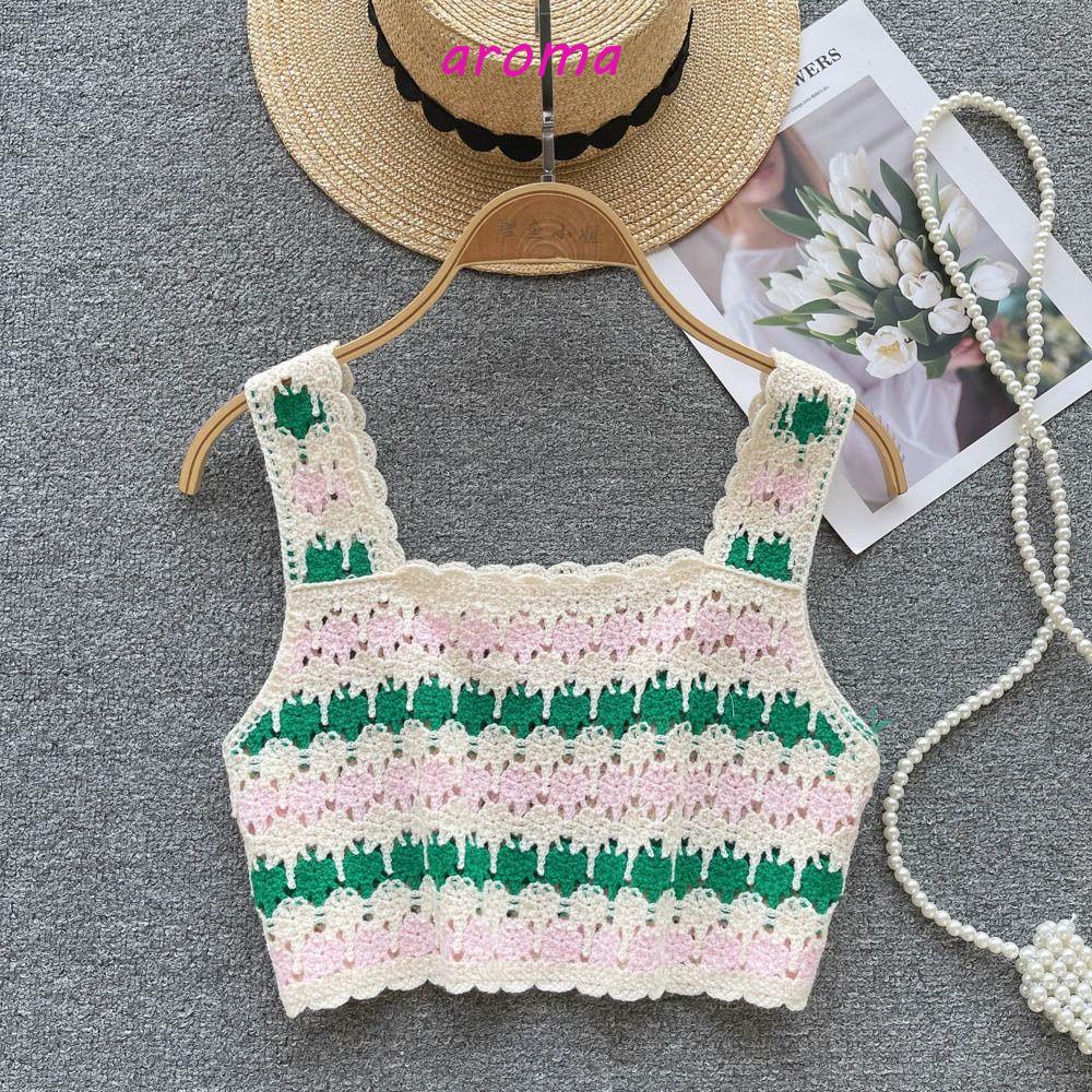 AROMA Áo Hai Dây Cotton Mỏng Thời Trang Mùa Hè Xinh Xắn Dành Cho Nữ