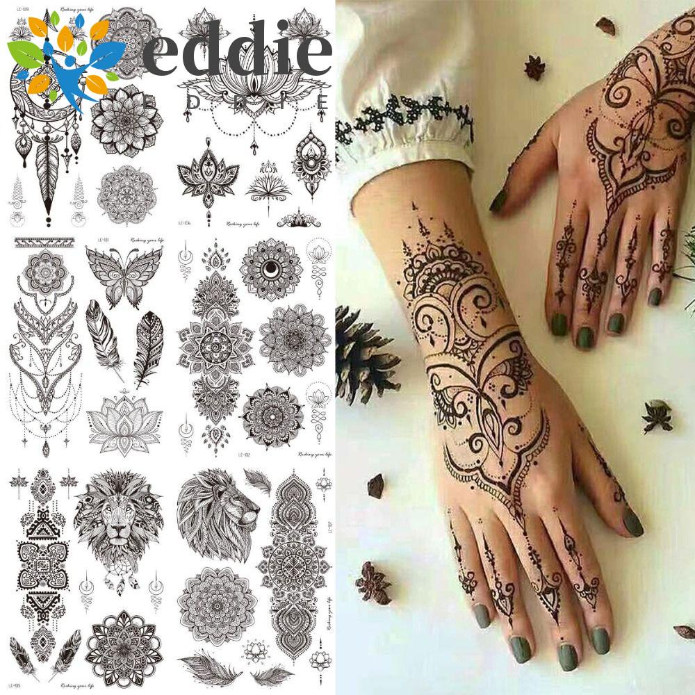 26EDIE Hình Xăm Dán Tạm Thời Henna Chống Nước Họa Tiết Hoa Mandala Ấn Độ Cho Nam Và Nữ