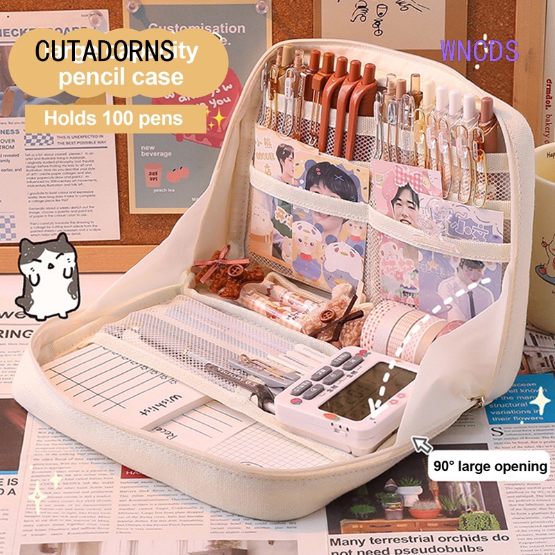 Túi Đựng Bút Bằng Vải Canvas Sức Chứa Lớn Phong Cách Kawaii Dành Cho Học Sinh