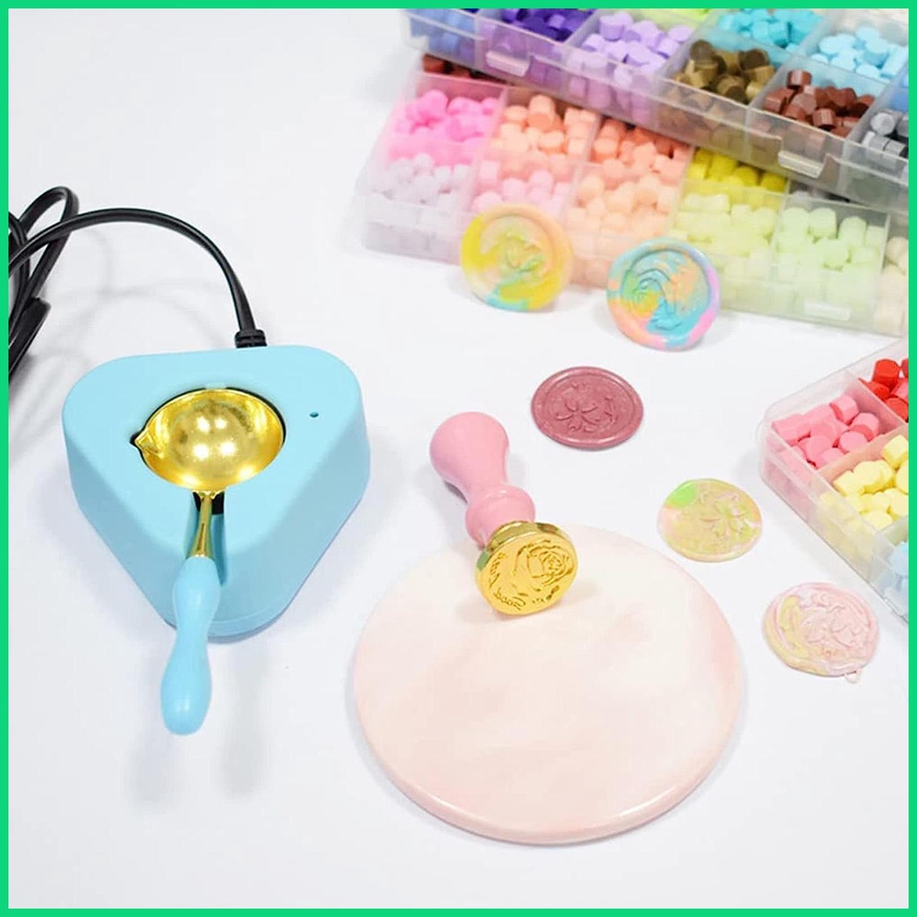 Máy Đun Nóng Chảy Sáp Niêm Phong Bao Bì Thư DIY Kèm Muỗng Điều Chỉnh Nhiệt Độ Tự Động