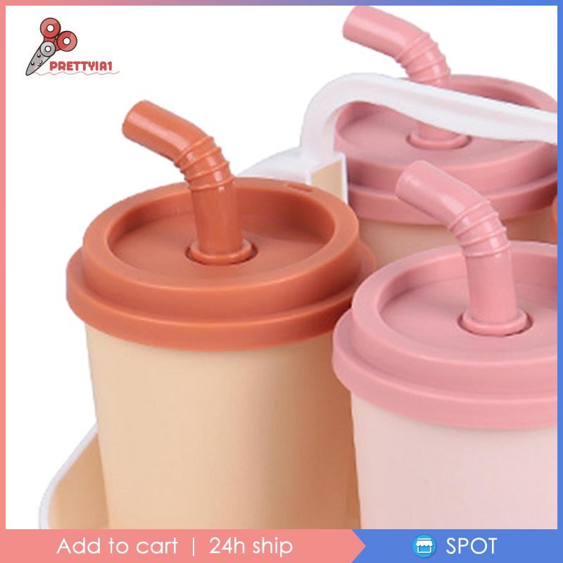 Khuôn Làm Kem Que Hình Trà Sữa Có Nắp Đậy DIY Có Tay Cầm Hoạt Hình Dành Cho Cửa Hàng