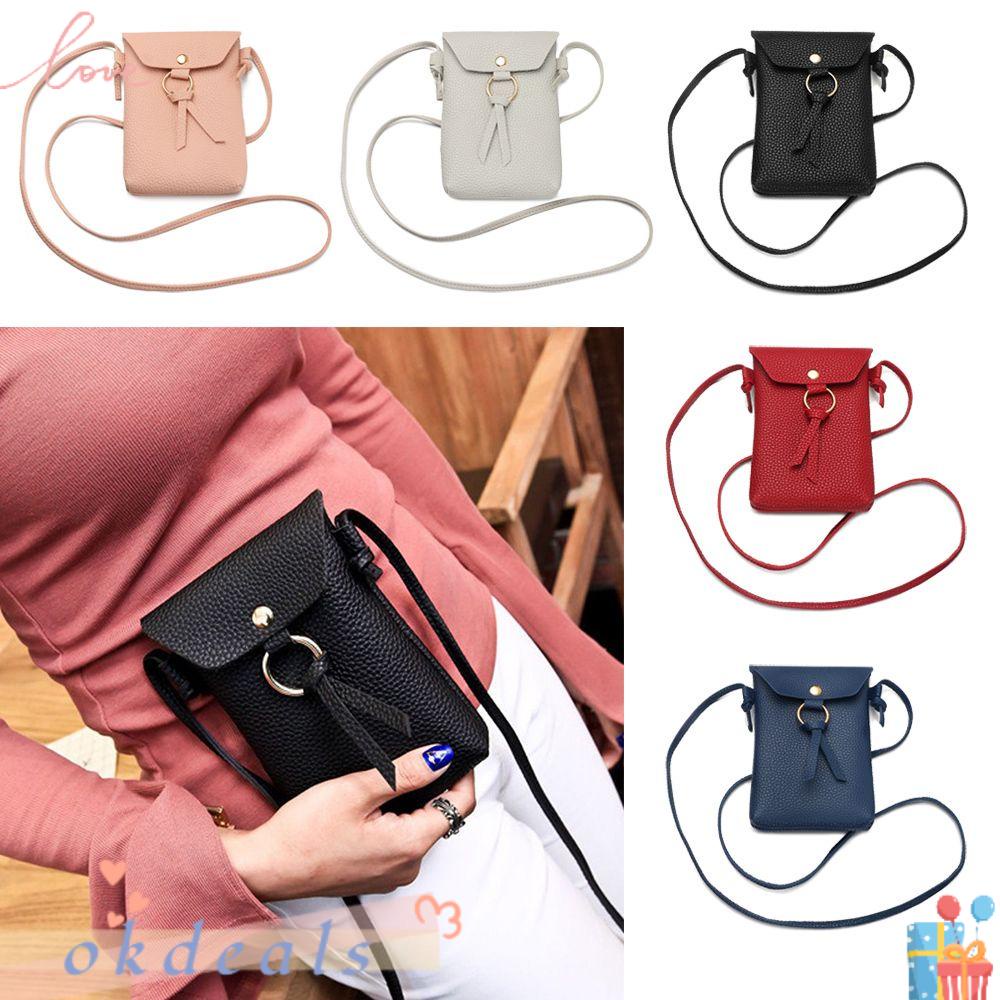 OKDEALS Túi Đeo Vai Mini Bằng Da PU Màu Trơn Thời Trang Sang Trọng Cho Nữ Ốp