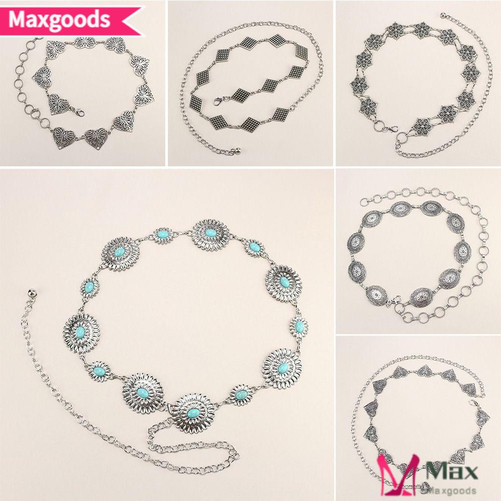 MAXG Thắt Lưng Dây Xích Bằng Kim Loại Bạc Phong Cách Boho Phương Tây Thời Trang Cho Đầm / Jean / Áo Sweater