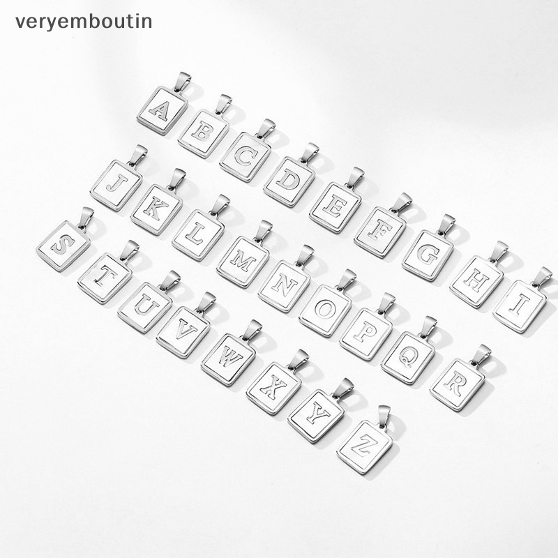 Vòng cổ Mặt Vuông Khắc Chữ A Đến Z Bằng Thép Không Gỉ Thời Trang Cho Nữ