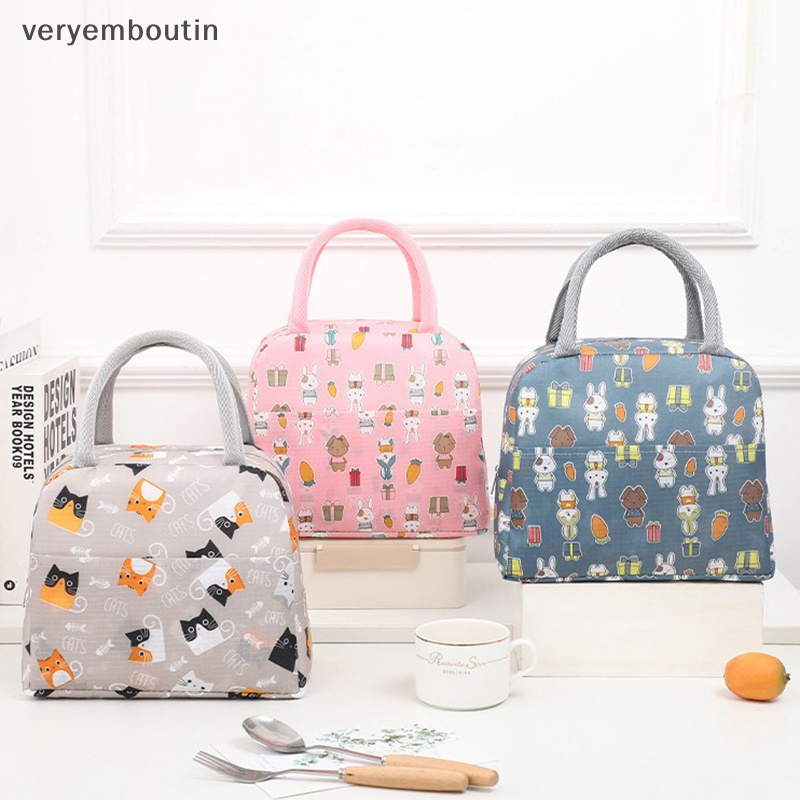 Túi Giữ Nhiệt Đựng Cơm Trưa Họa Tiết Dễ Thương Tiện Dụng Mang Theo Du Lịch Dã Ngoại