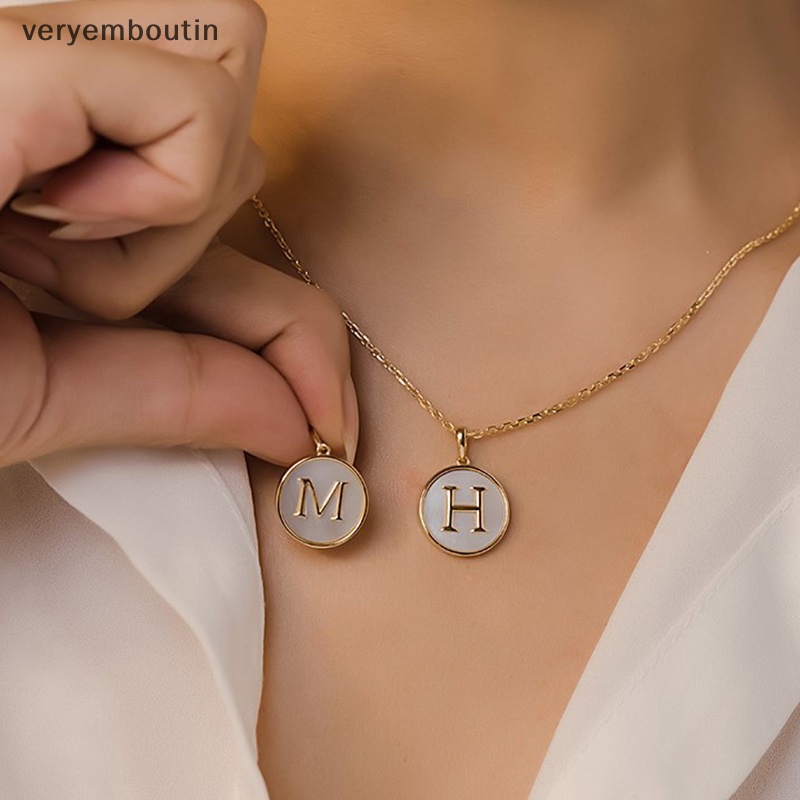 Vòng cổ Mặt Chữ Cái Từ A-Z Tráng Men Màu Trắng Thời Trang Cho Nam Và Nữ