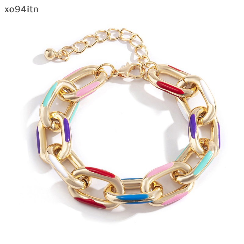 Vòng Tay Dây Xích Bằng Nhôm Sơn Nhiều Màu Phong Cách Hip hop Cho Nữ
