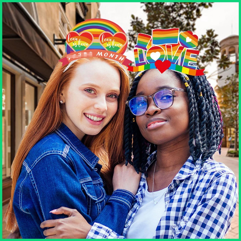 Set 6 Băng Đô Cài Tóc Hình Trái Tim Màu Sắc Cầu Vồng LGBTQ Cho Nam Và Nữ