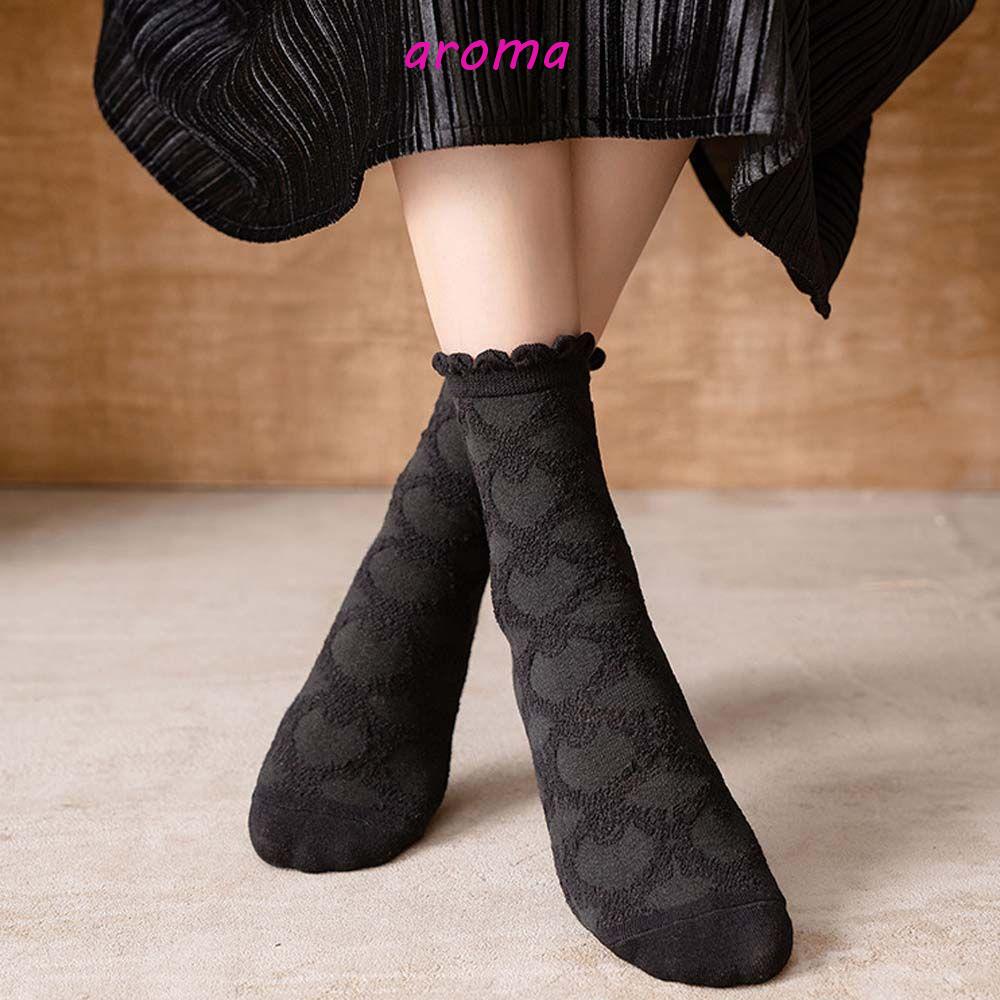 Tất Cotton Hoạ Tiết Kẻ Sọc Trắng Đen Phong Cách Lolita Cho Phái Nữ