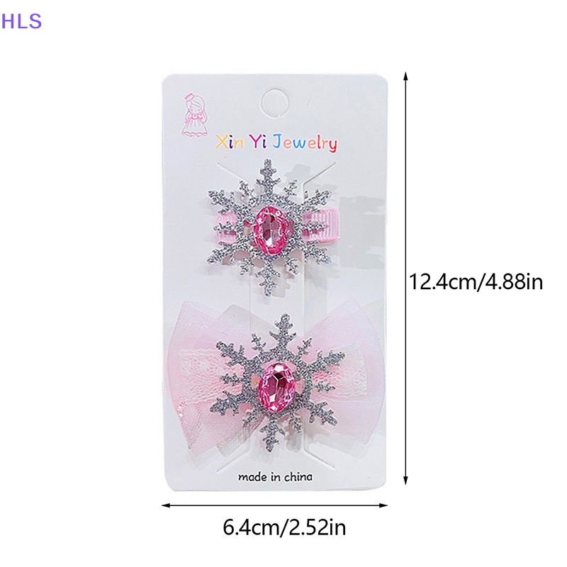 Set 2 Kẹp Tóc Hình Bông Tuyết Đính Đá Nhiều Màu Sắc Cho Bé Gái