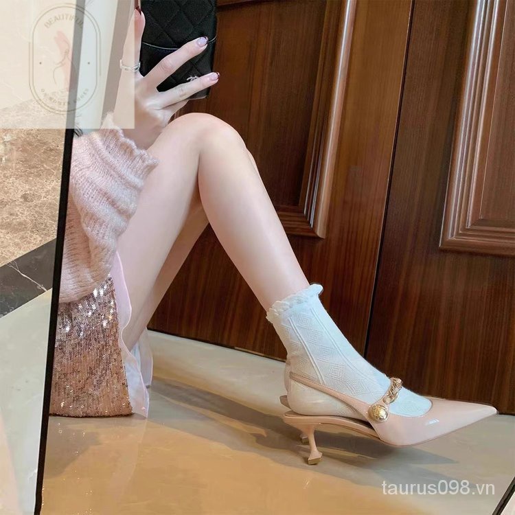 Giày Sandal Cao Gót 6-8cm Chất Liệu Cao Su PU Cao Cấp