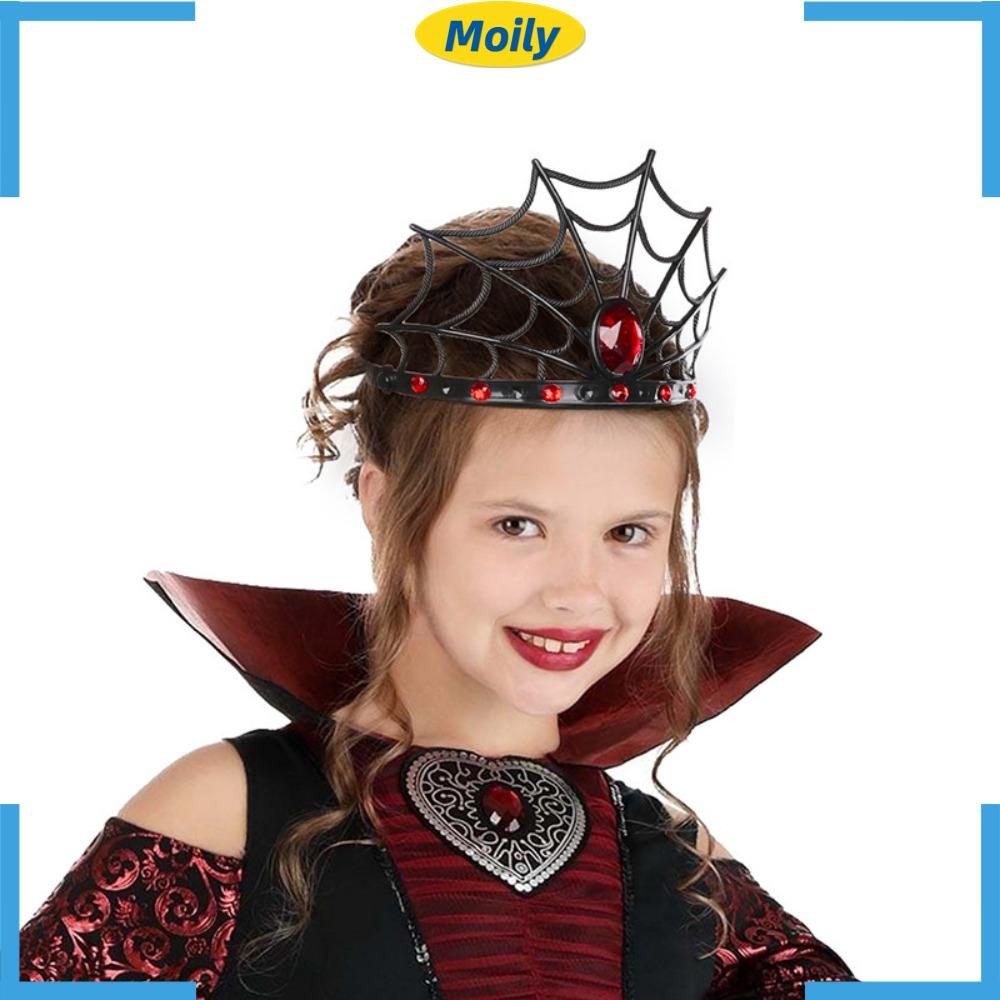 MOILYVN Băng Đô Cài Tóc Bằng Nhựa Màu Đen / Đỏ Đính Đá Nhân Tạo Thời Trang Dành Cho Hóa Trang