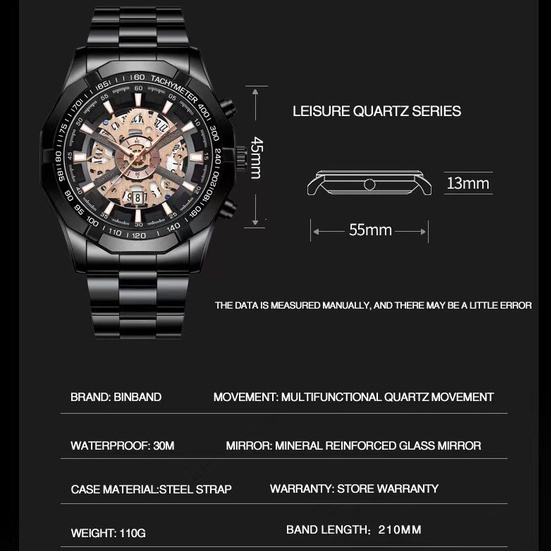 Đồng Hồ Nam Đeo Tay Chống Nước Sang Trọng Dành Cho Nam Thép không gỉ không thấm nước màu xanh sang trọng Quartz