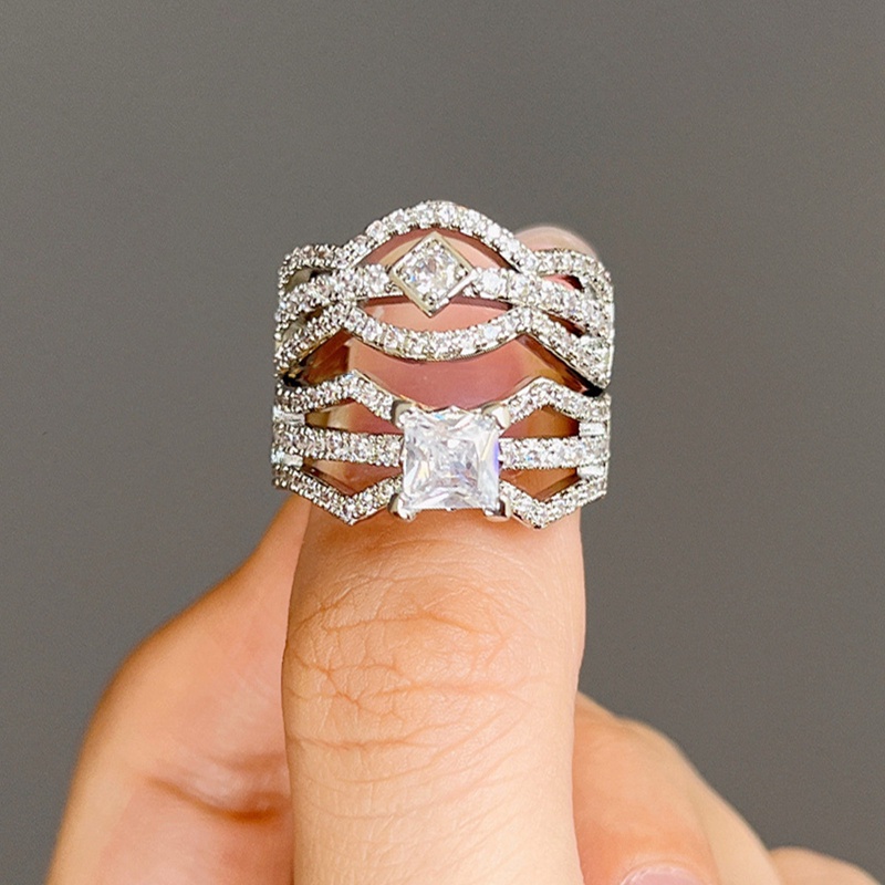 Ygt Set 2 Nhẫn Đính Đá Zircon Sang Trọng Thời Trang Cho Nữ