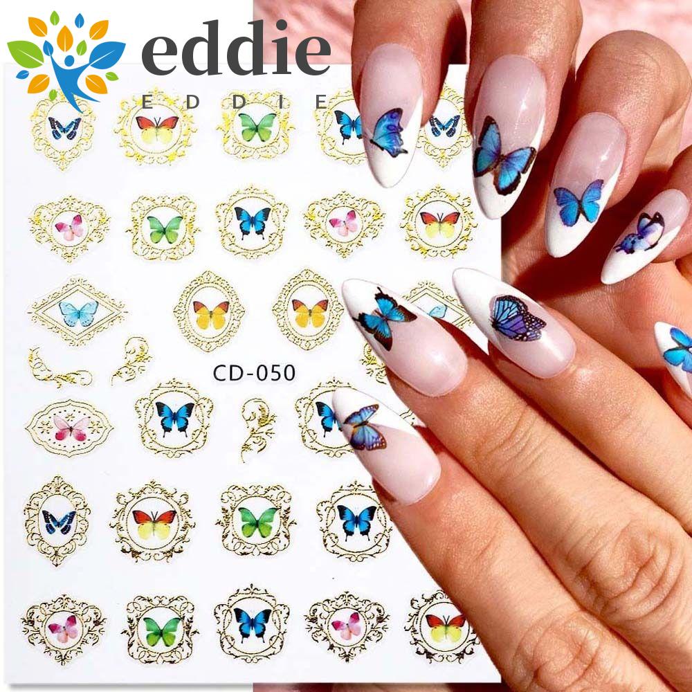 26EDIE Sticker Dán Móng Tay Tự Dính Họa Tiết Hoa Cúc / Mặt Trăng Thời Trang