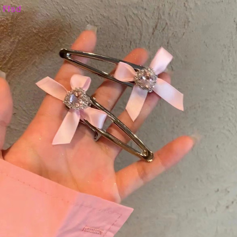 Kẹp Tóc Kim Loại Hình Nơ Đính Pha Lê Xanh Dương Hồng Phong Cách Gothic Dễ Thương Thời Trang Cho Nữ Y2K