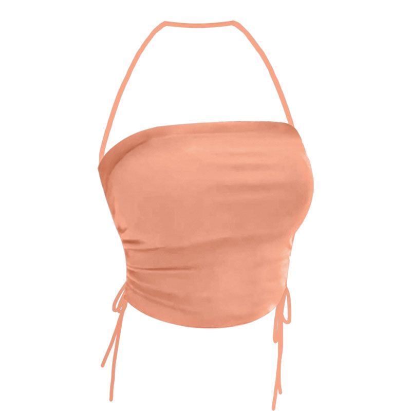 IELGY Áo Hai Dây Cổ Yếm Rút Dây Màu Đỏ Quyến Rũ Thời Trang Cho Nữ