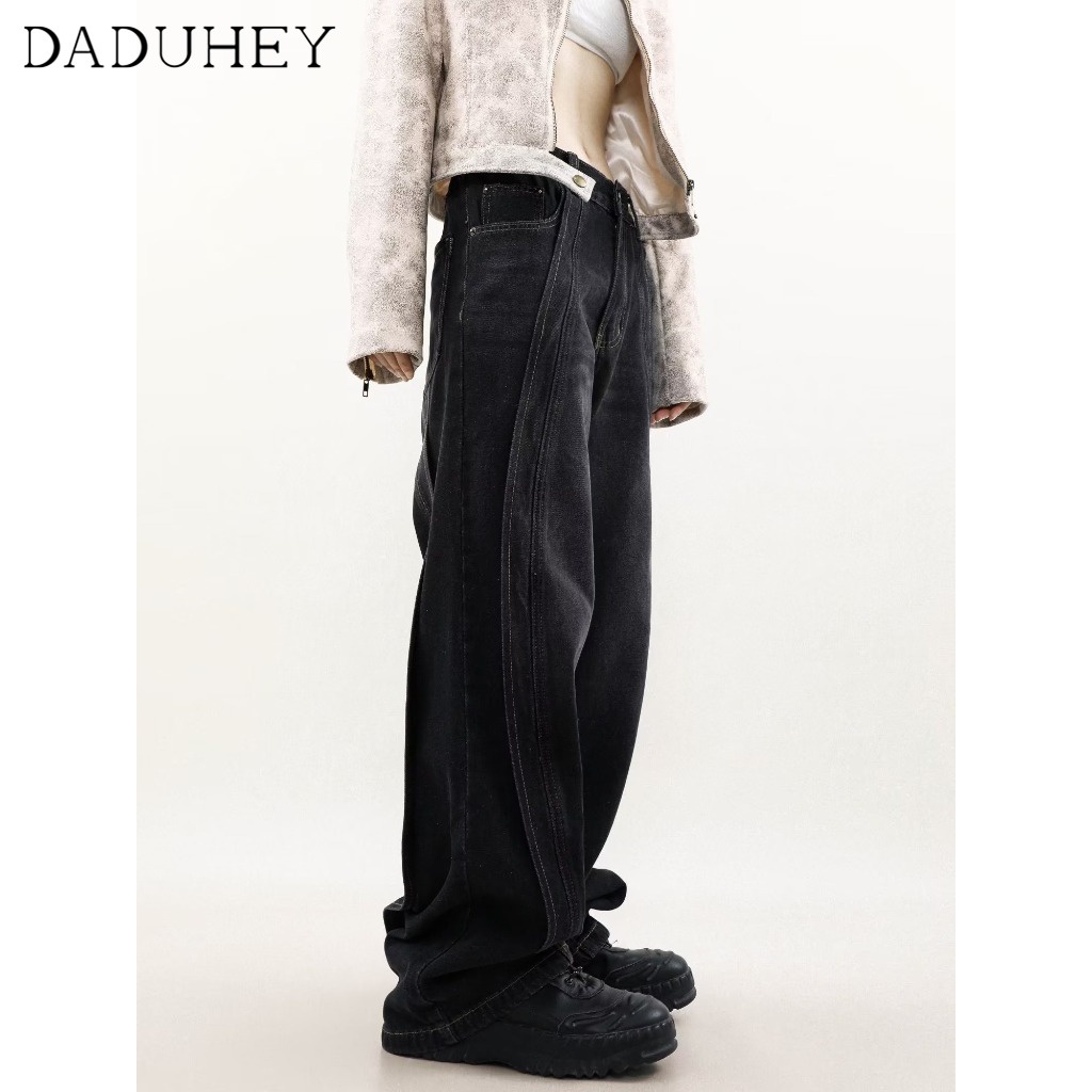 DaDuHey New American Ins High Street Retro Jeans Niche High Waist Wide Leg Pants Large Size Trousers