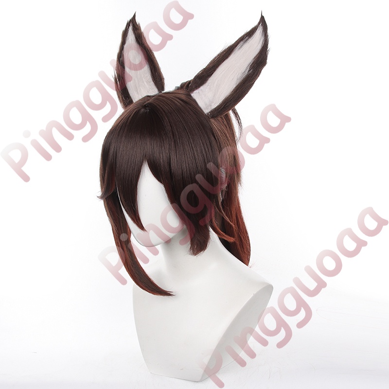 Honkai: Star Rail Tingyun Cosplay Wig 50cm Long Ponytail Wigs with Ears Heat Resistant Synthetic Hair
