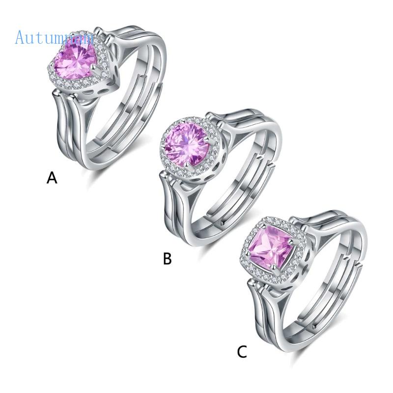 Nhẫn Đính Hôn Hai Lớp Mặt Hình Trái Tim Cho Nữ