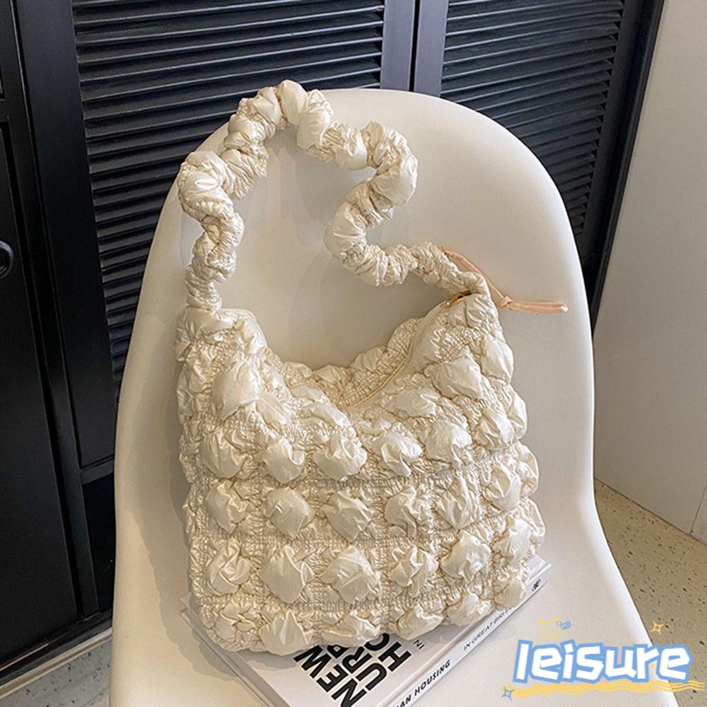 LEISURE Túi Xách Đeo Vai Bằng Cotton Họa Tiết Kẻ Sọc Caro Thời Trang Dành Cho Nữ