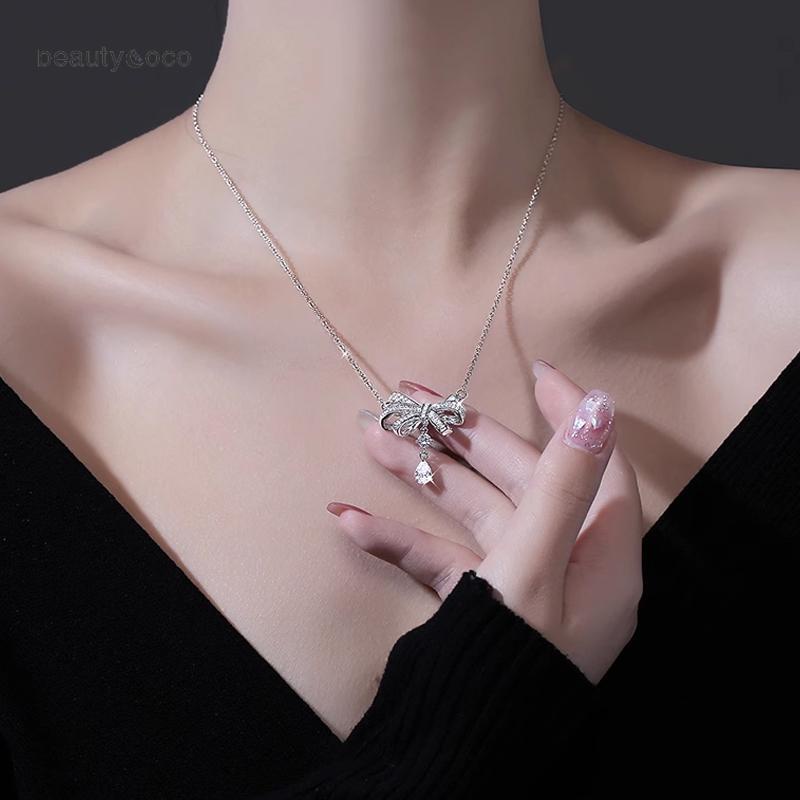 Beautycoco🍊Dây Chuyền Mặt Hình Giọt Nước Đính Đá Zircon Sang Trọng