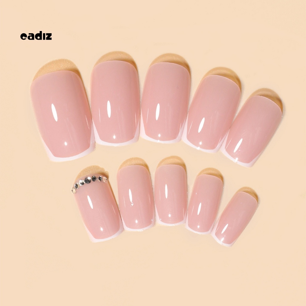 Bộ 24 Móng Tay Giả Bằng ABS Che Phủ Toàn Diện Không Phai Màu Kèm Keo Nhấn