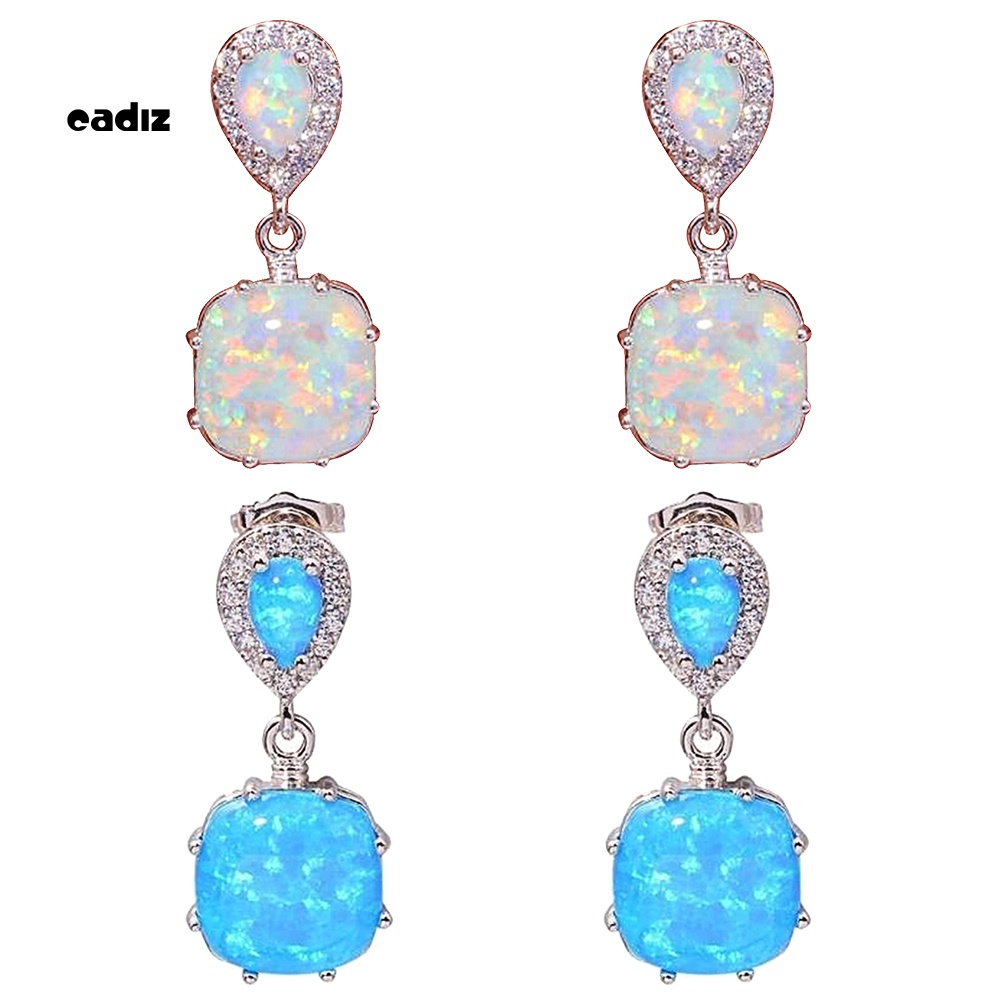 Khuyên Tai Mặt Đá Opal Lửa Thời Trang Cho Nữ