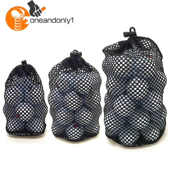 Túi Lưới Đựng Gậy Đánh Golf / Tennis Bằng Nylon Màu Đen Có Dây Rút 16 / 32 / 56