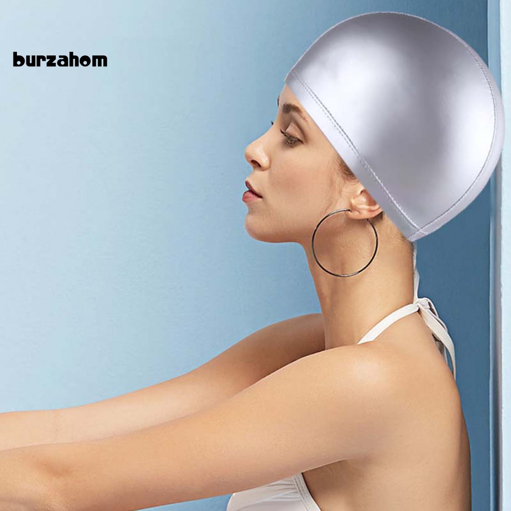 Mũ Bơi Chất Liệu Giả Da Mềm Mại Co Giãn Chống Trượt Chống Thấm Nước Màu Trơn Thời Trang Cho Nữ