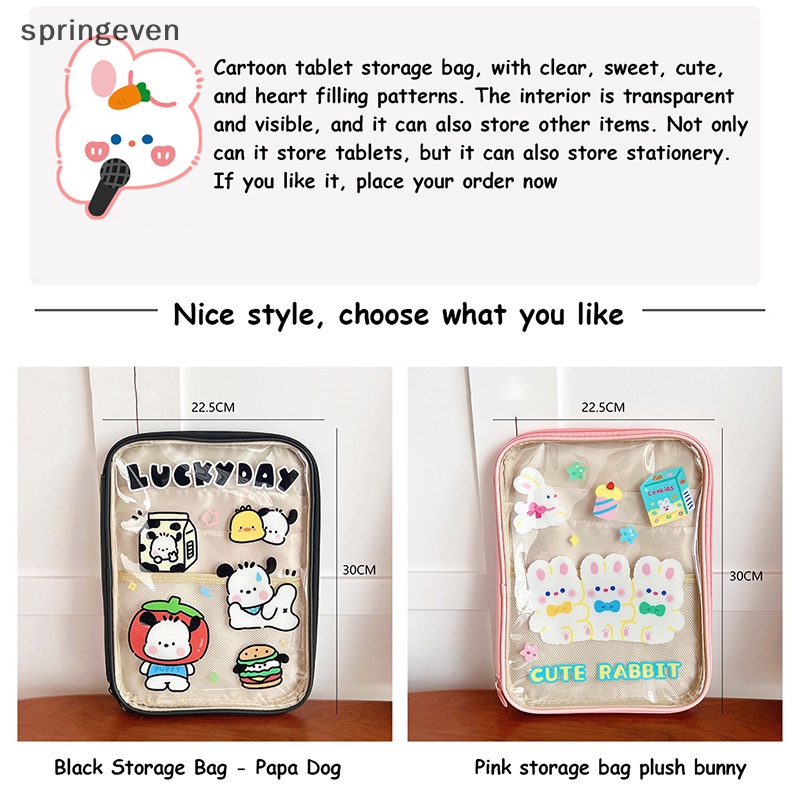 Túi Đựng Máy Tính Bảng 11 Inch Bằng PVC Trong Suốt Chống Thấm Nước Họa Tiết Hoạt Hình Dễ Thương