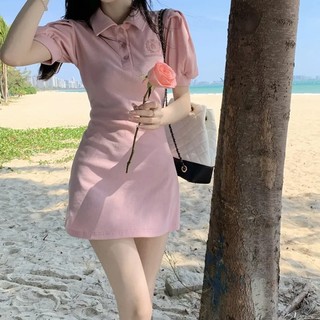  Đầm Váy Polo Nữ Ôm Body Màu Hông Trắng Váy Thun Dệt Kim Ngắn Đẹp Đi Công Sở Và Chơi Cho Học Sinh Và Nữ 