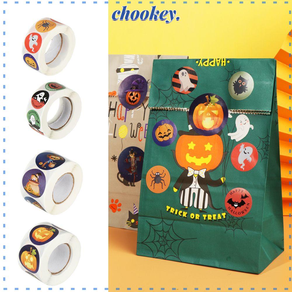 CHOOKEY Cuộn 500 Nhãn Dán Trang Trí Túi Kẹo Nhiều Họa Tiết