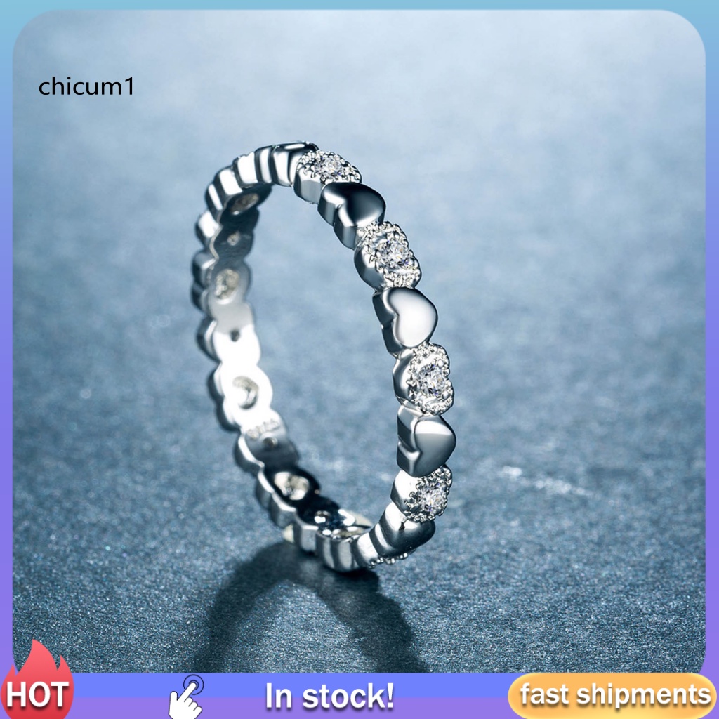 Nhẫn Đính Đá Zircon Hình Trái Tim Ngọt Ngào Thời Trang Cho Nữ