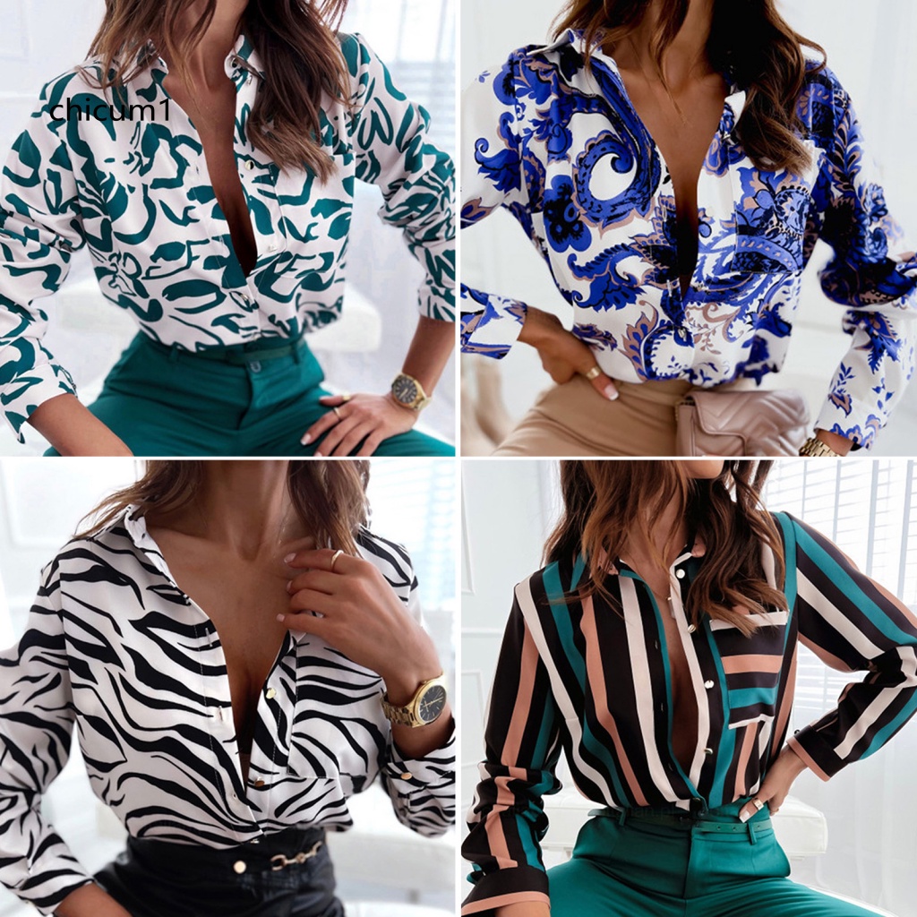 Áo Sơ Mi Tay Dài Kẻ Sọc In Họa Tiết Ngựa Vằn Quyến Rũ Thời Trang Mùa Thu Cho Nữ